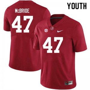 NCAA Youth Alabama Crimson Tide #47 Jacobi McBride Stitched College 2021 Nike Authentic Crimson Football Jersey IX17F76TB